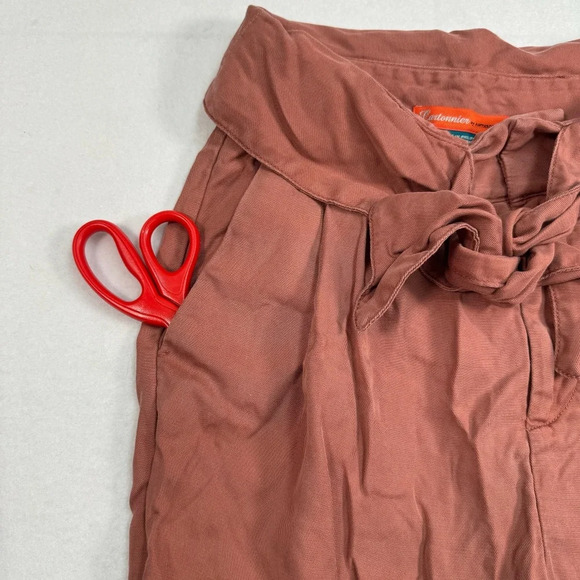 Cartonnier Anthropologie Roll Cuff Crop Trousers Womens Sz 2 High Rise Tie Waist - Picture 14 of 14